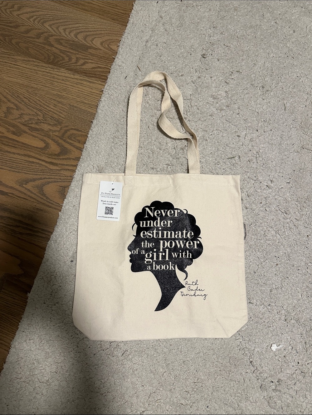 Canvas Tote Bag with Empowering Book Quote - Cream